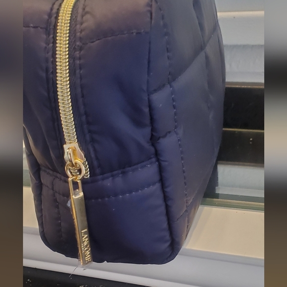 Lancōme Navy & Gold Quilted Toiletry Makeup Bag Minimalist Structured Shape NEW - Picture 7 of 8